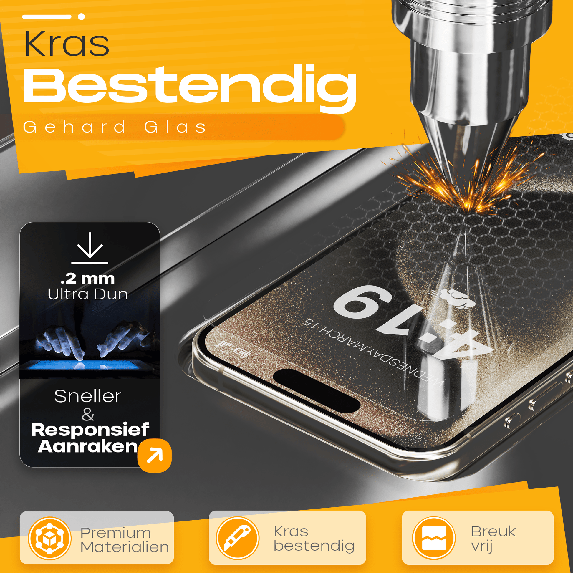 Solutionss4 Screenprotector voor iPhone 15 Pro – Case Vriendelijk - mijnhoesjesSolutionss4 Screenprotector voor iPhone 15 Pro – Case Vriendelijk